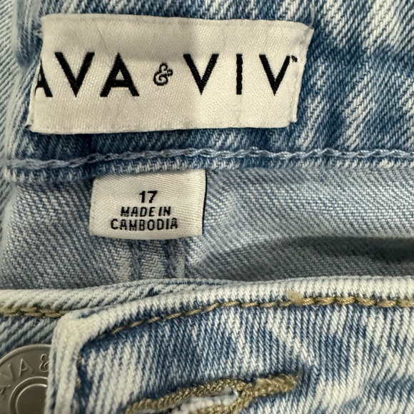 NWT Ava & Viv High Rise Wide Leg Jeans in Washed Aqua Blue Color Size 17 - Picture 4 of 8